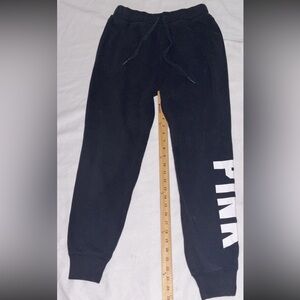 Pink Victoria’s Secret Y2K Spell Out Joggers Black Pockets Drawstring SZ.s